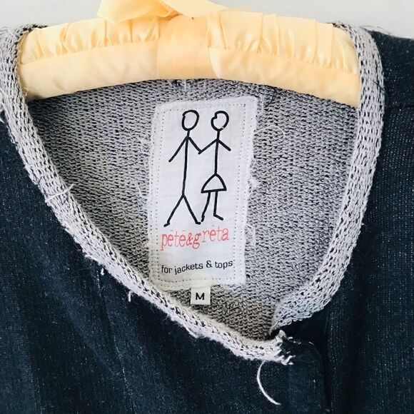 Johnny Was | Peter & Greta | navy blue distressed oversized sweatshirt pullover - Picture 4 of 8